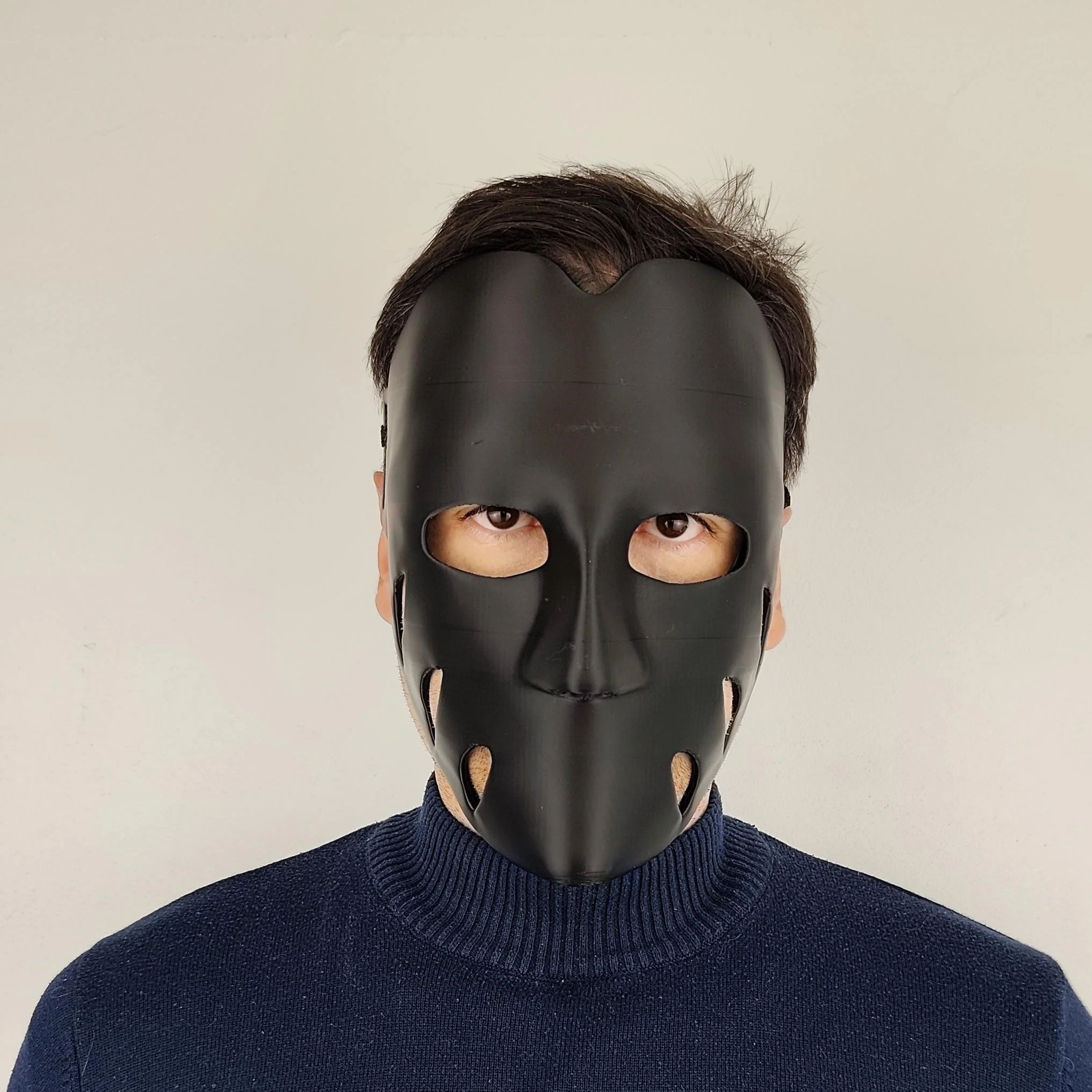 Black 3D Printed Face Mask | Lightweight Cosplay Mask | Horror Costume Mask