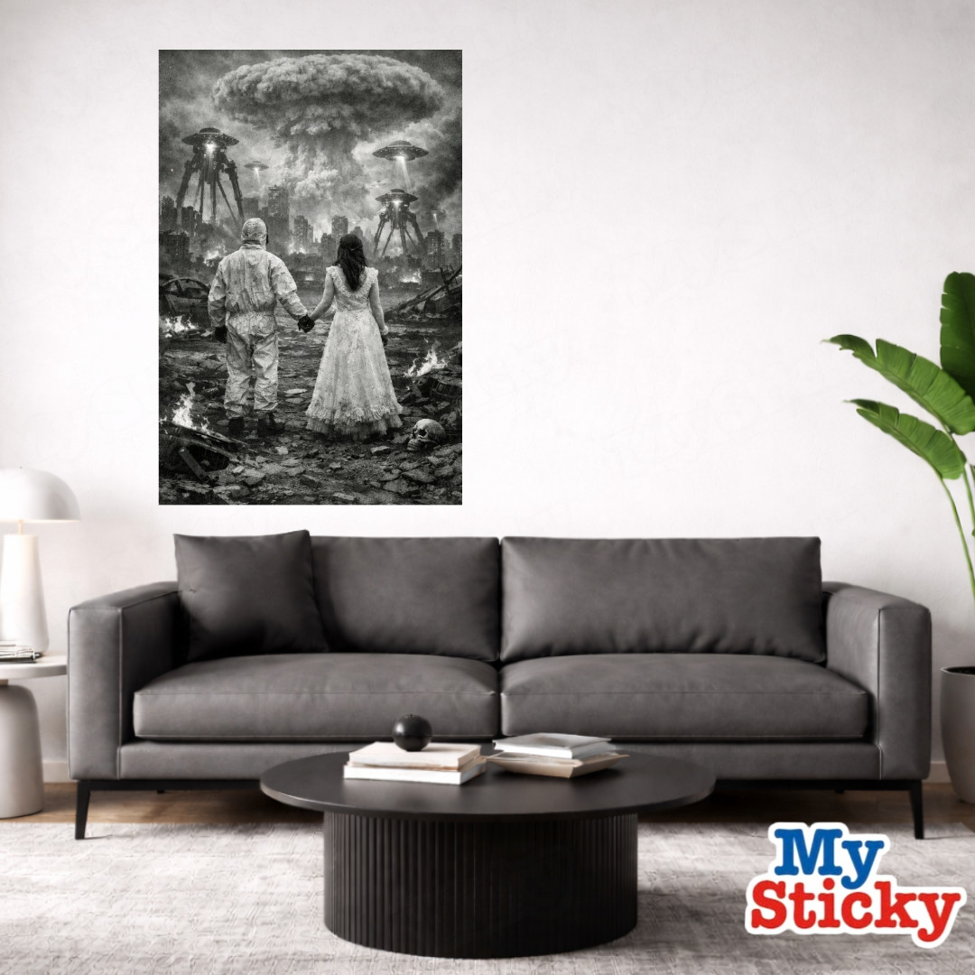 Post Apocalyptic Wedding Couple Removable Vinyl Decal Poster Wall Sticker Decor