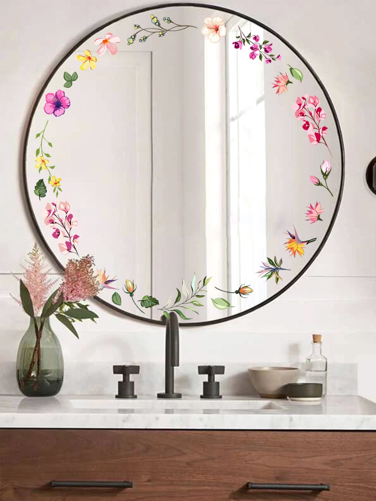 Flower Pattern Wall Sticker Removable DIY Wall Art Decor Decals Murals for Home
