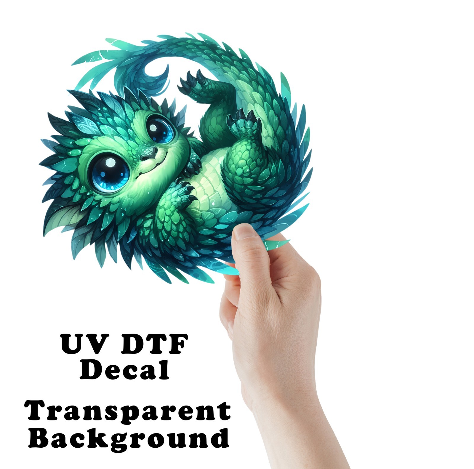 Blue Green Dragon UV DTF Transparent Sticker / Decal