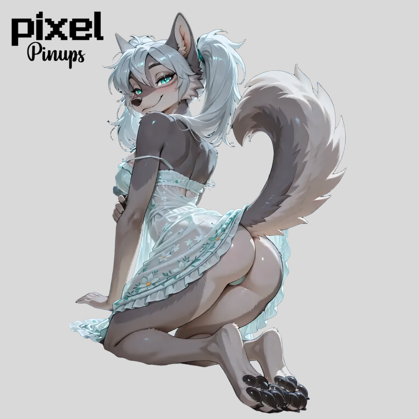 Skady Sunflower Tail Pawpads Wolf Girl Vinyl Sticker | Thick Furry Waifu