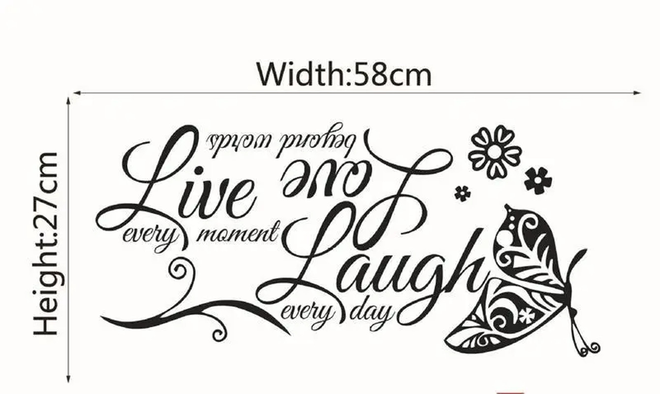 Live Laugh Love Butterfly Flower Wall Art Sticker Modern Wall Decals Quotes Viny