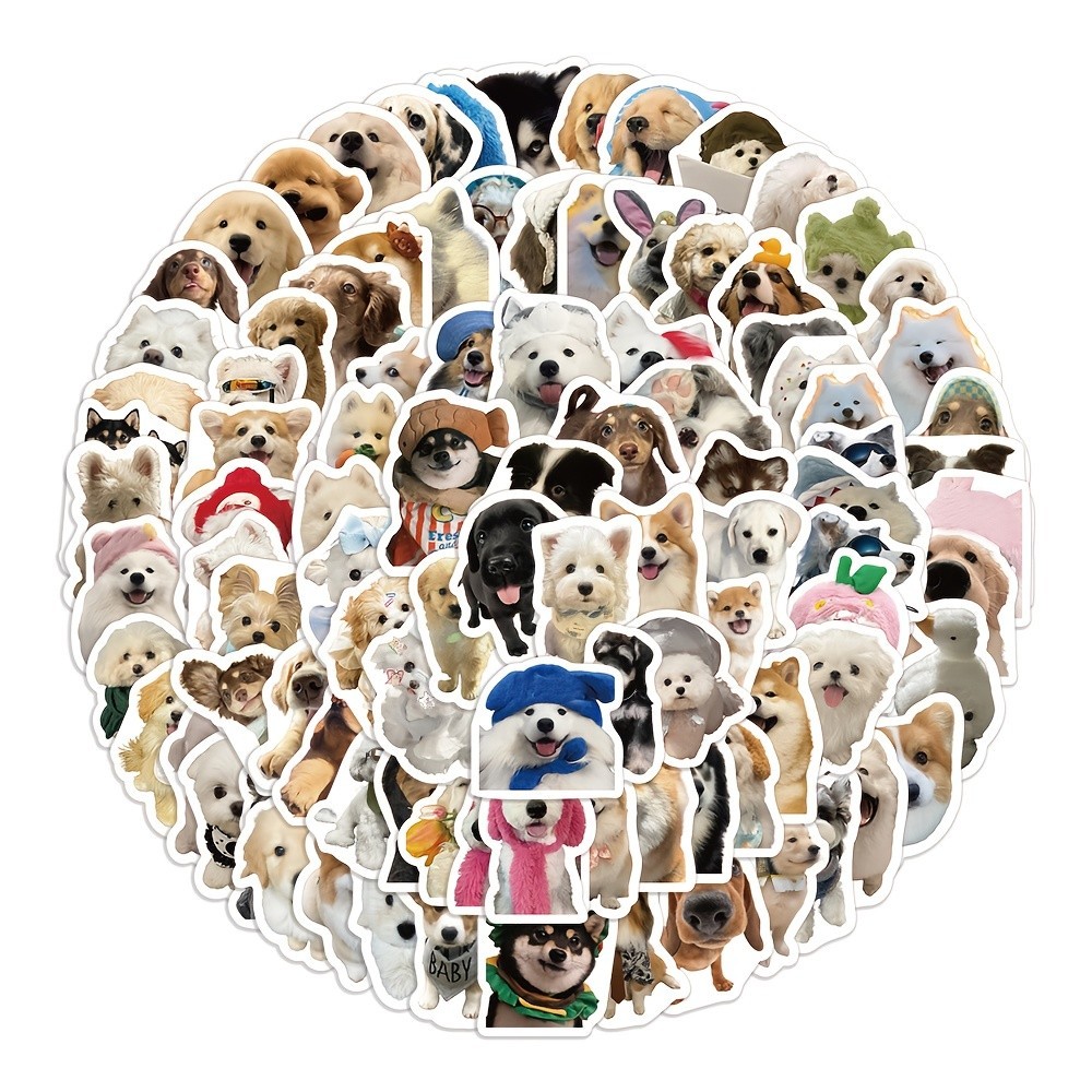 100pcs Realistic Cat Dog Stickers Cute Kitten Puppy Vinyl Laptop Bottle Decals