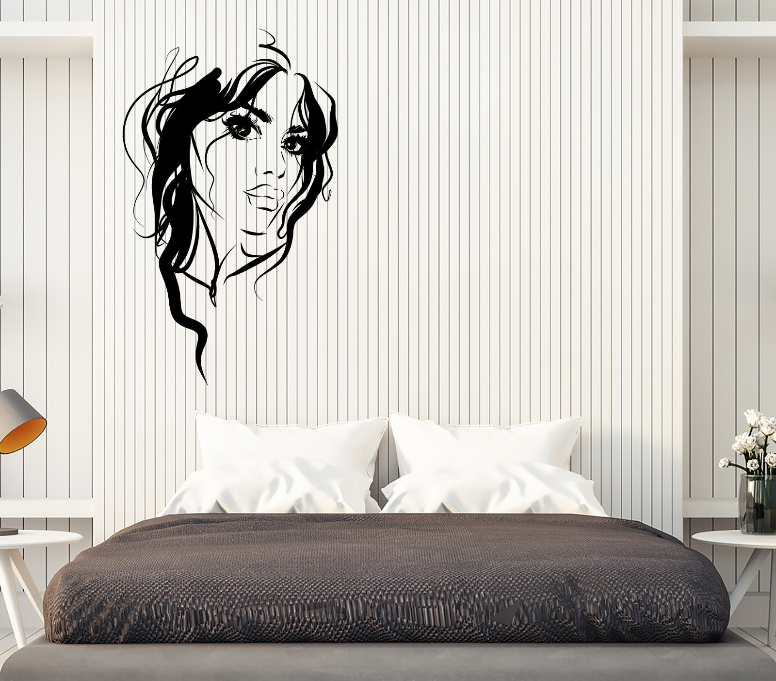 Wall Vinyl Decal Beautiful Girl Face Sexy Lips Eyes Hair Interior Decor z4829