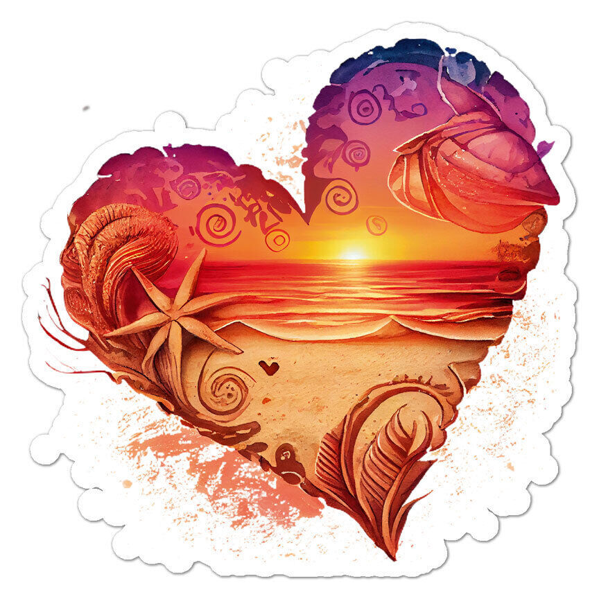 Love Beach Sunset Sticker Decal