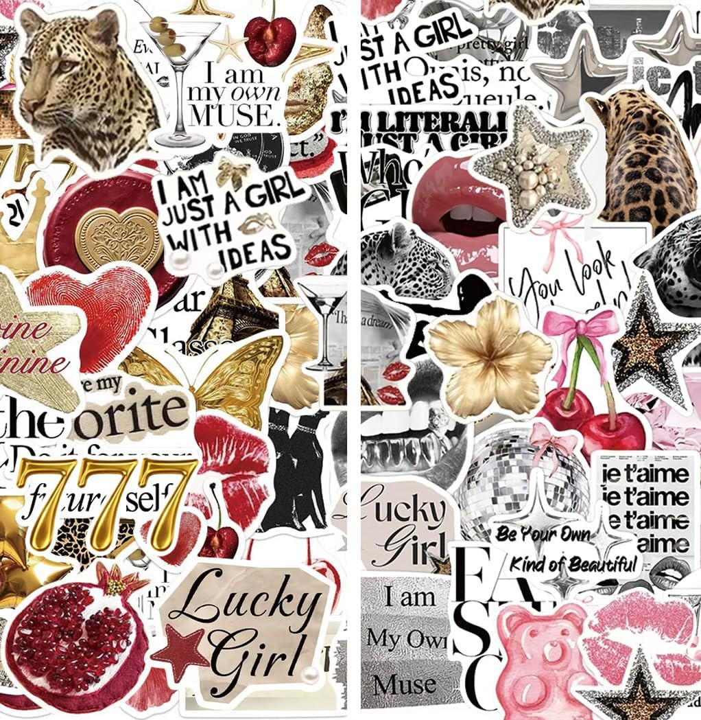 100PCS Leopard Print Stickers Pack – Pink Brown Aesthetic Animal Decals
