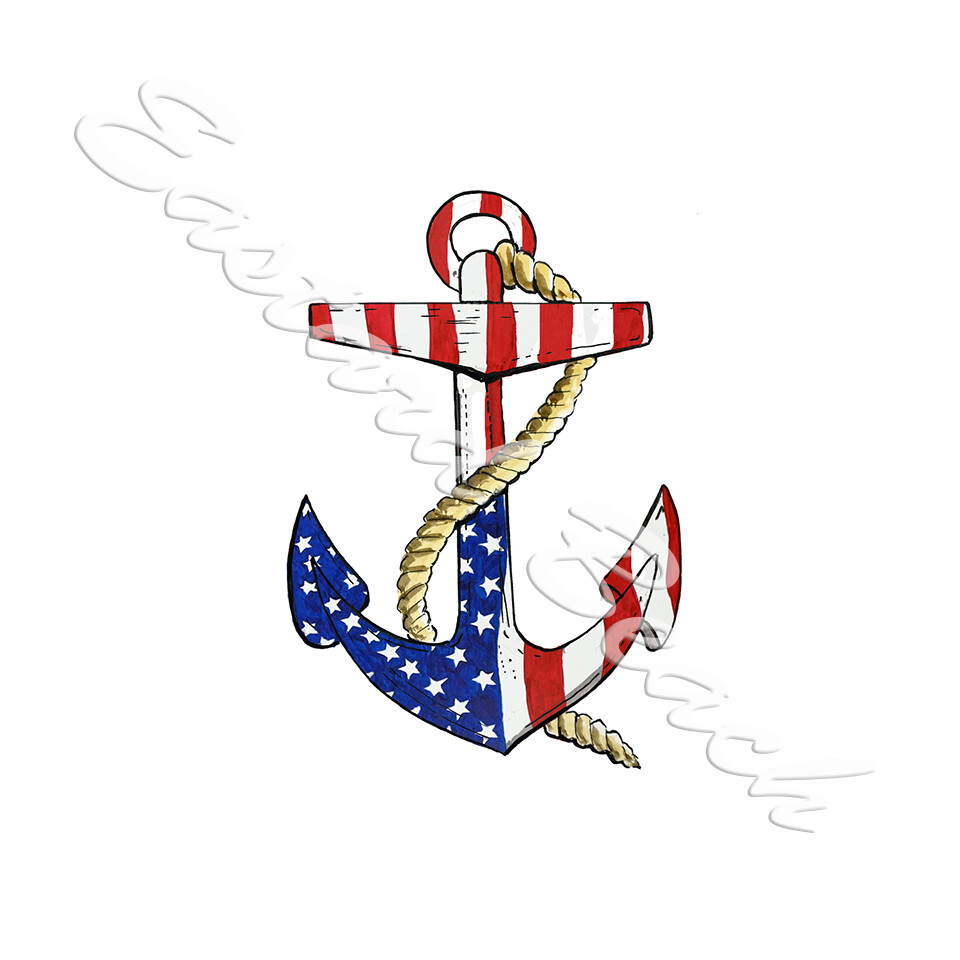USA Flag Anchor Printed Vinyl Decal Sticker – Car Truck Boat RV