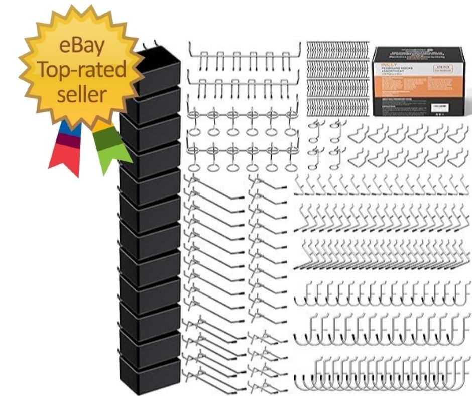 278PCS Pegboard Accessories Organizer Kit, Peg Board Hooks Assortment with Bins