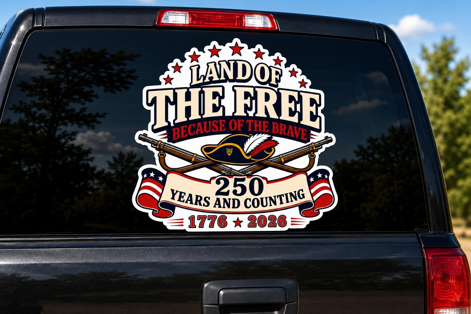 America 250 Sticker Land Of The Free 1776 2026 Patriotic Vinyl Decal USA Truck