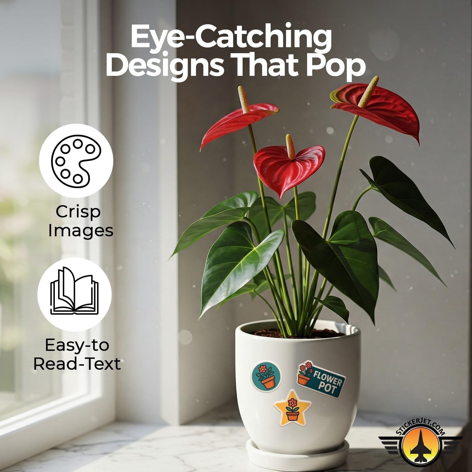 StickerJet Custom Stickers – Your Logo, Photo, or Text – Individually Cut, Vinyl