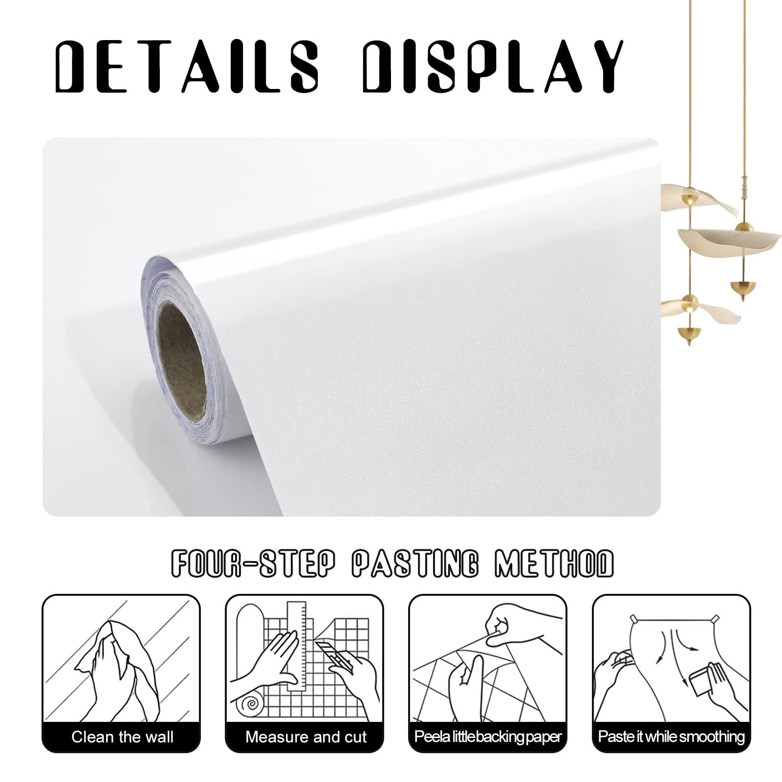Amiya White Glossy Contact Paper Shiny Peel and Stick Wallpaper Self-Adhesive…