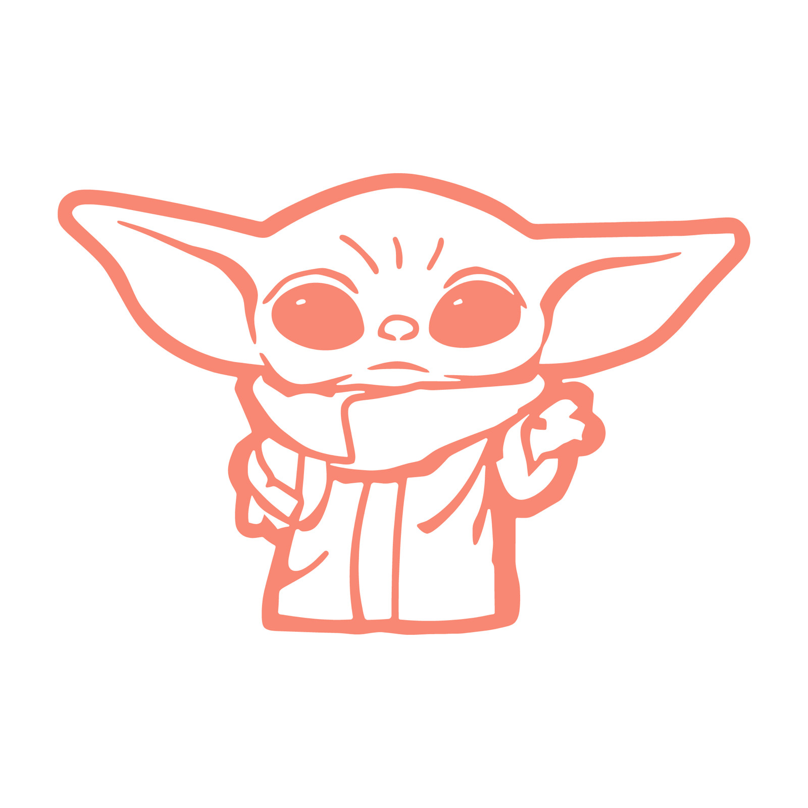 Baby Yoda die cut decal Made in USA 44 Colors No background 3"(H)x3.5"(W)