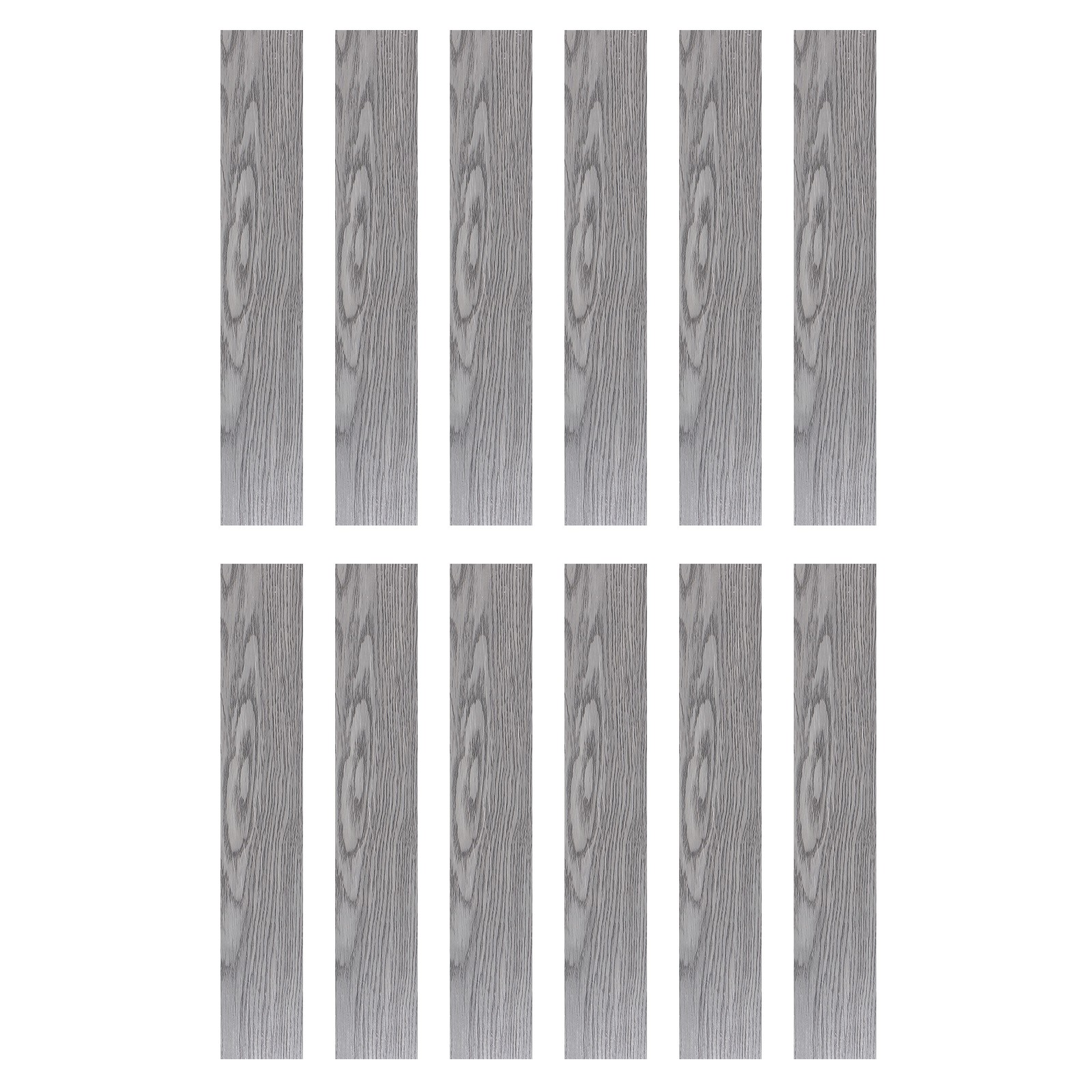 12pcs 36×6" PVC Floor Adhesive Tiles Charcoal Gray