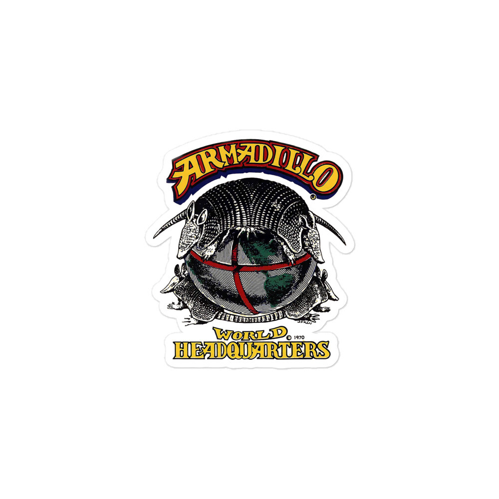 Armadillo World Headquarters, Austin Texas, Bubble-free Kiss Cut Sticker