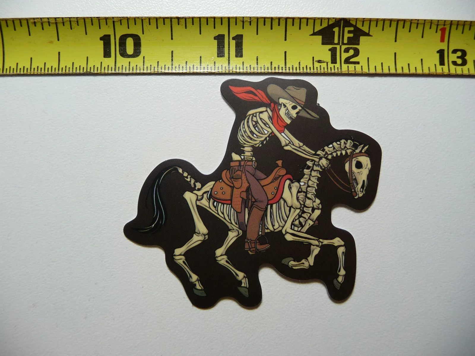 SKELTON COWBOY RIDING HORSE SMALL STICKER DECAL COUNTRY WESTERN THEME