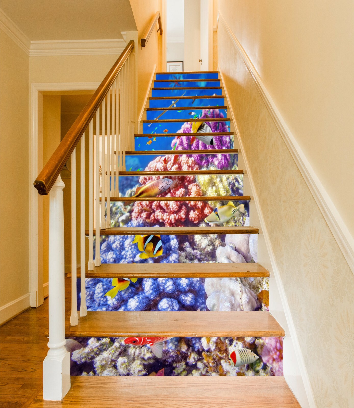 3D Coral Fish NA329 Stair Risers Decoration Photo Mural Decal Wallpaper Fay