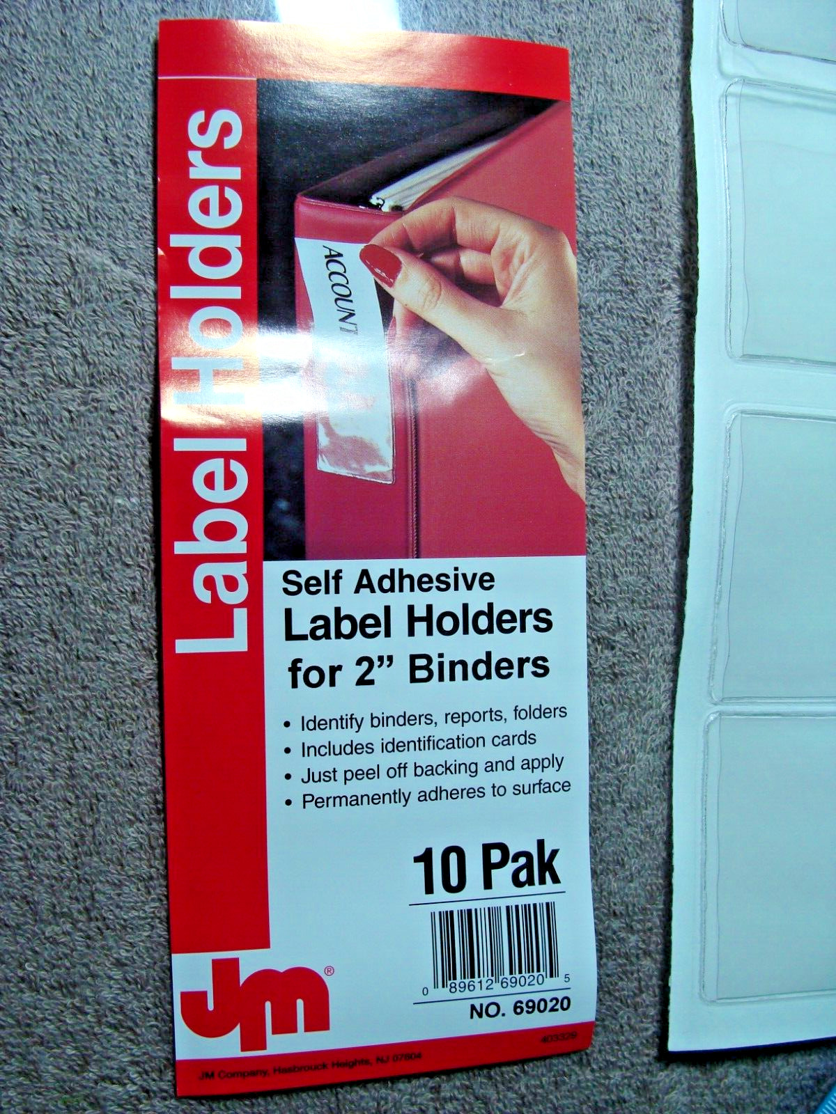 10-pack Insertable Plastic Self-Adhesive Label Holders Binders Shelves 2" x 2.5"