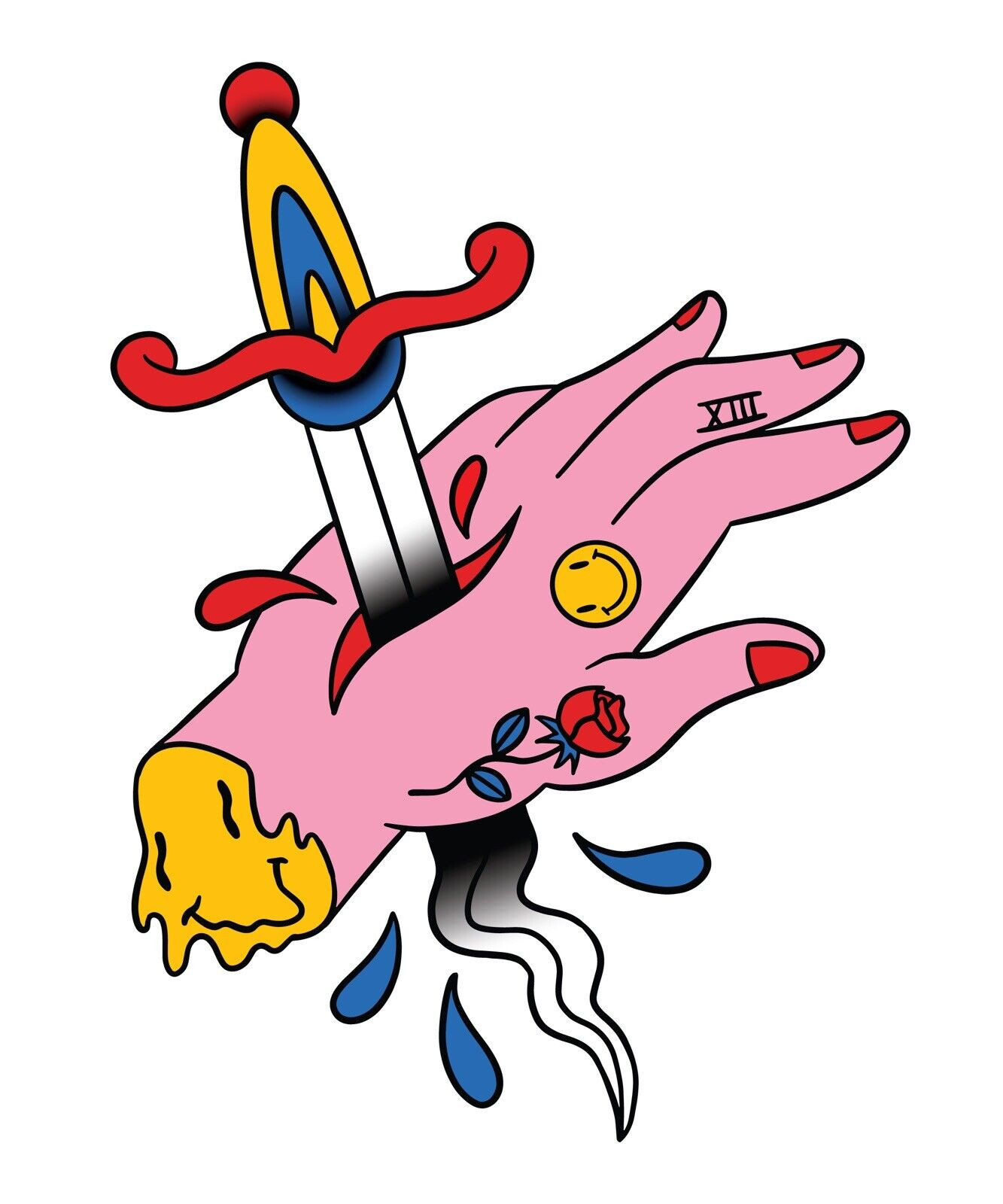 Trippy Hand Knife Sticker Decal