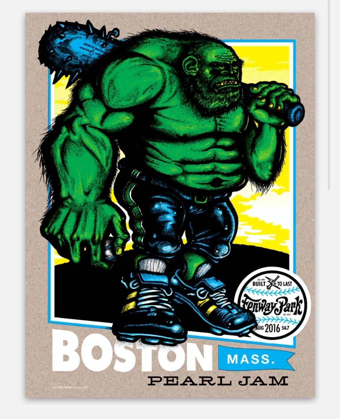 Pearl Jam Die-Cut Vinyl MAGNET 2.6"x3.5" Fenway Boston 2016 Poster Art