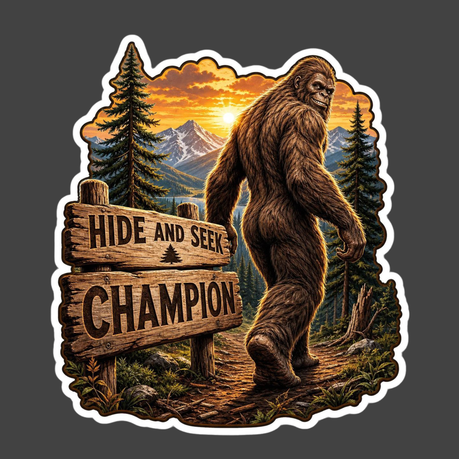 Bigfoot Sticker Vinyl Decal Hide And Seek Champion Funny Sasquatch Gift
