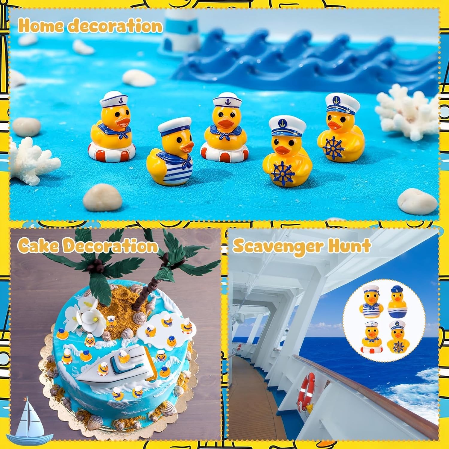 60Pcs Mini Resin Sailor Cruise Ducks, Tiny Cruise Duck for Hiding, Miniature Sai