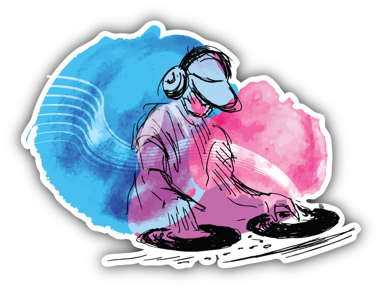 Watercolor Dj Music Car Bumper Sticker Decal