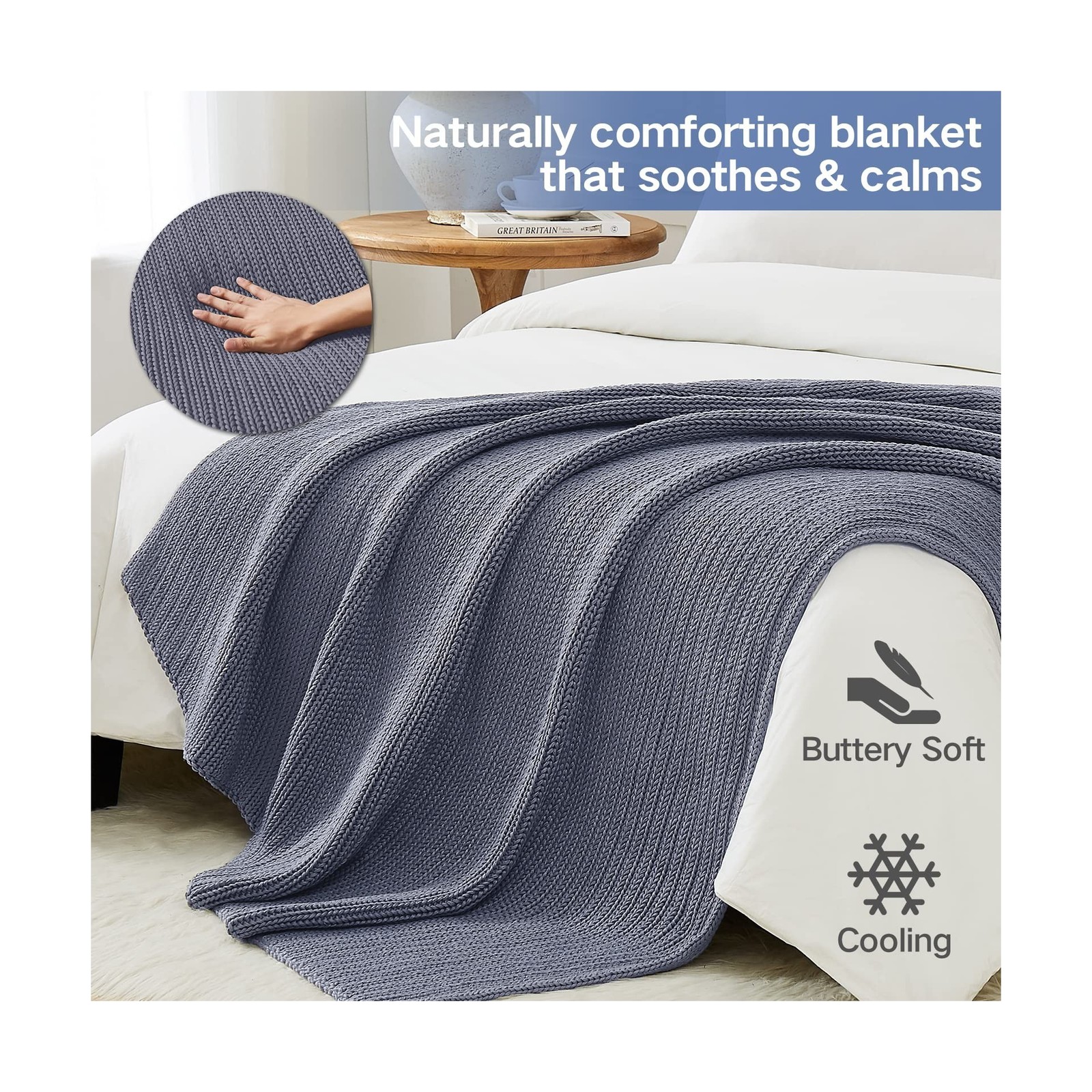 Guohaoi Knitted Weighted Blanket for Adults (Light Grey 60"x80"… USA FAST SHIP