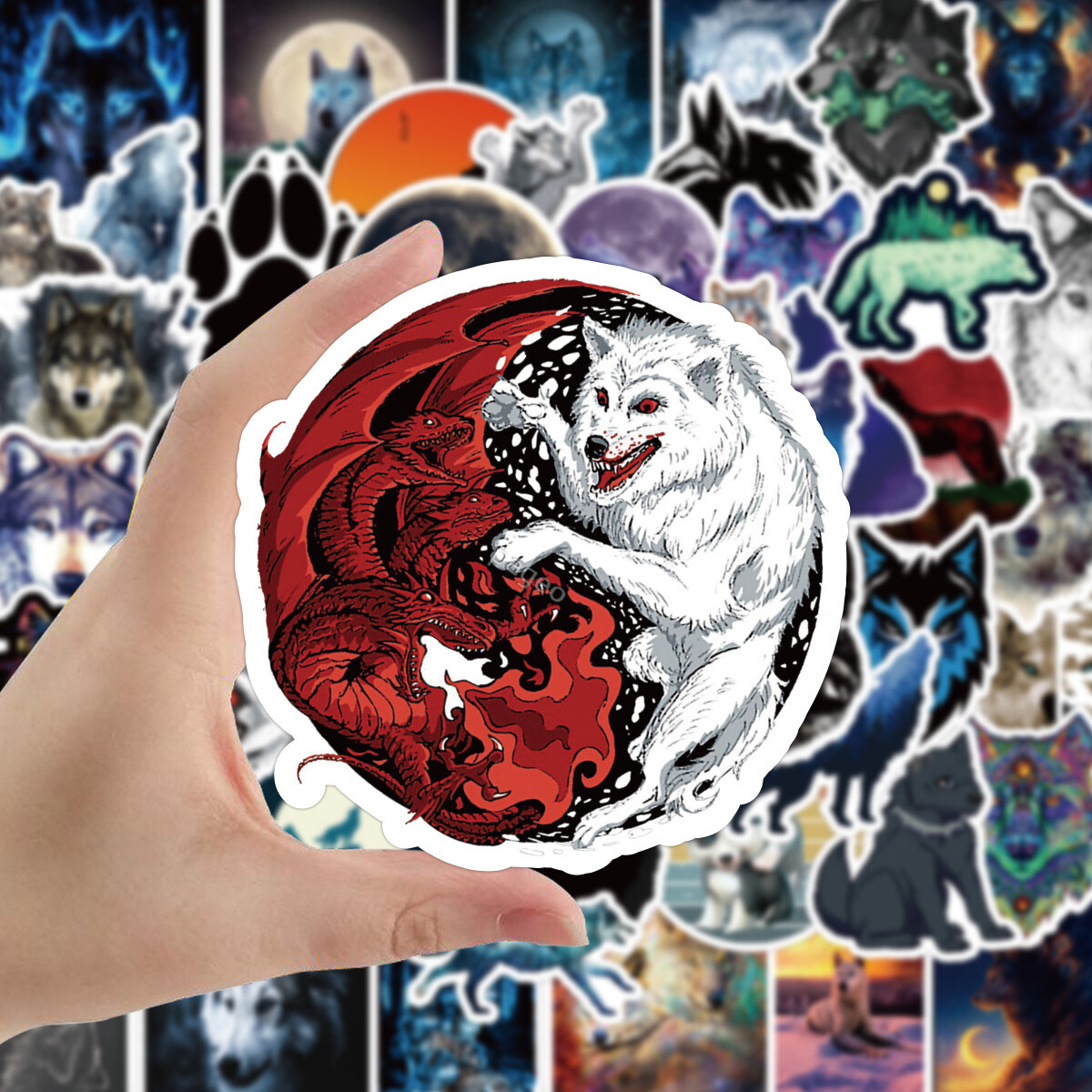 100Pcs Wolf Cartoon Sticker for Adults Teens Girls Scrapbooking Water Bottles