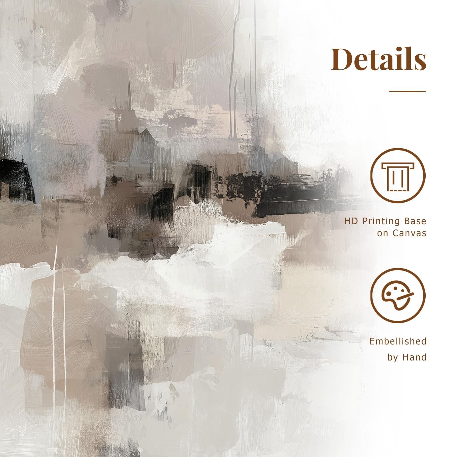 Abstract Neutral Textured Framed Canvas Wall Art Set, Minimalist Wall Decor A…