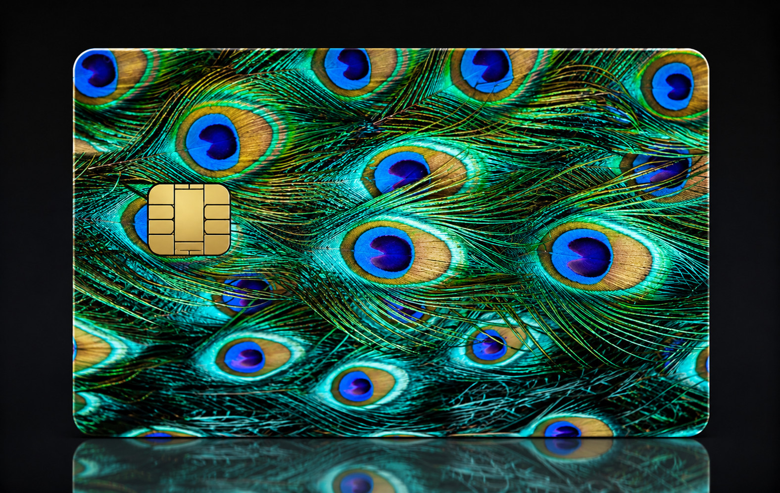 Elegant Peacock Feather Debit Card Skin Exotic Bird Vinyl Wrap
