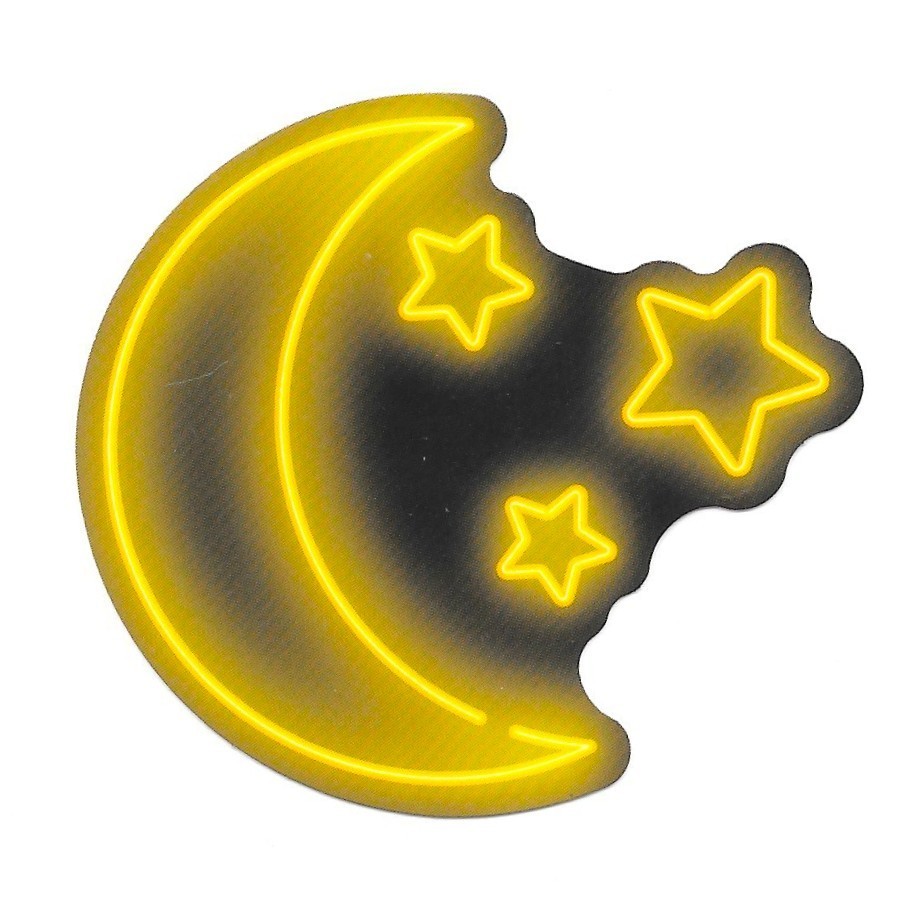 Neon Moon Stars Sticker Die Cut Vinyl Decal Celestial Night Sky Laptop Journal