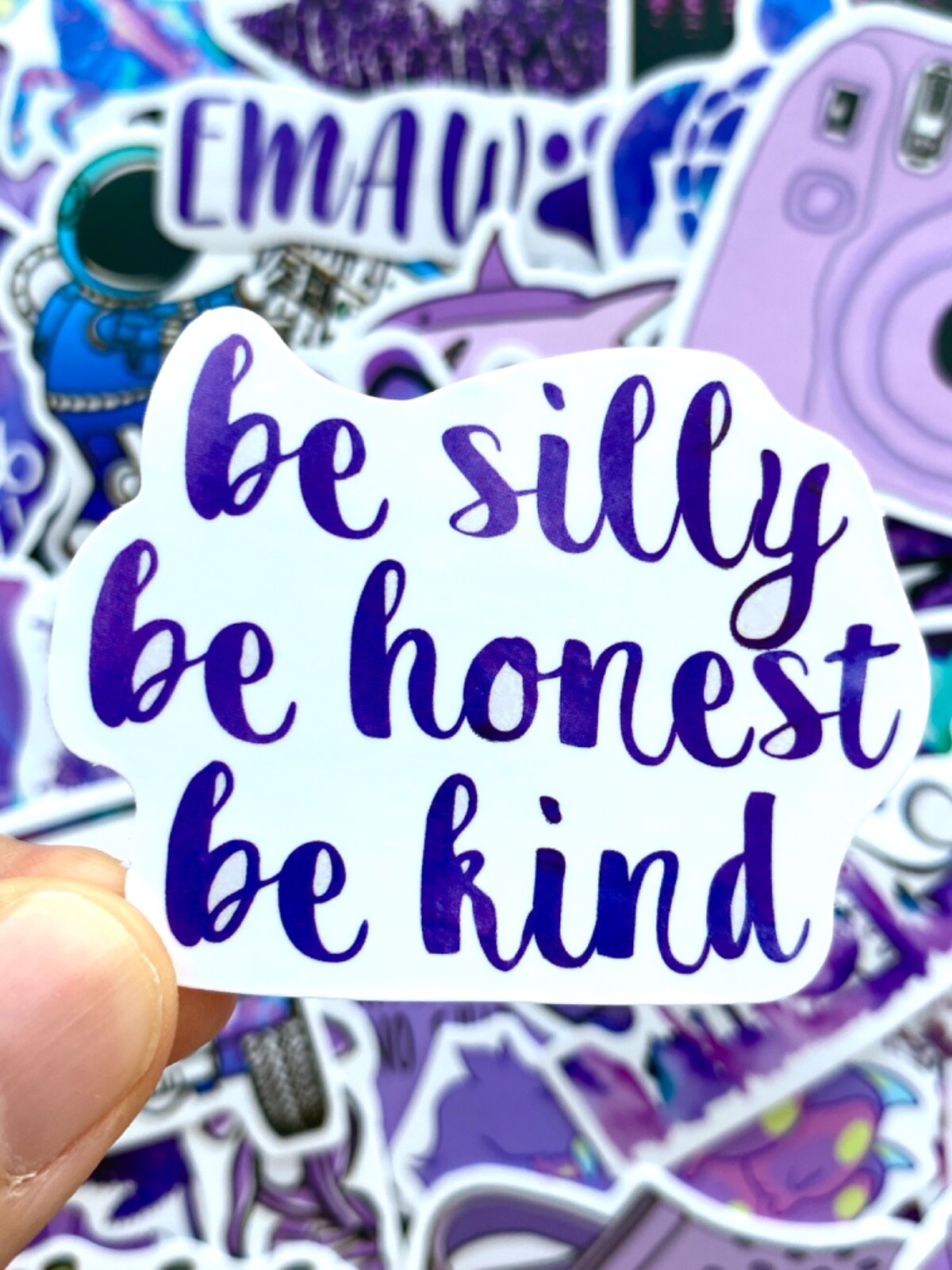 5-50 pcs Kawaii Purple Cute Stickers, Positivity Plant Nature Jeep Flower Decals