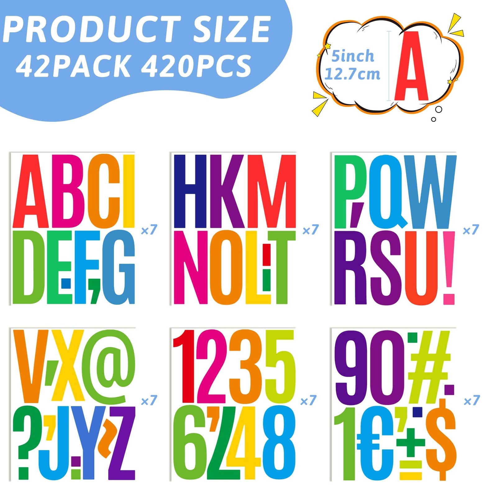 420 Pcs 5 Inch Large Bulletin Board Letters for Classroom,42 Sheets Letter St…