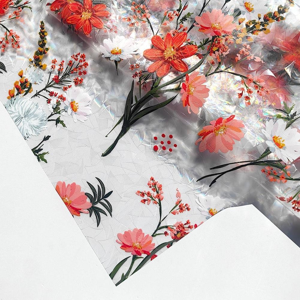 For Rainbow Static Window Film 1M2M Floral PVC Design for Beautiful Glass Decor