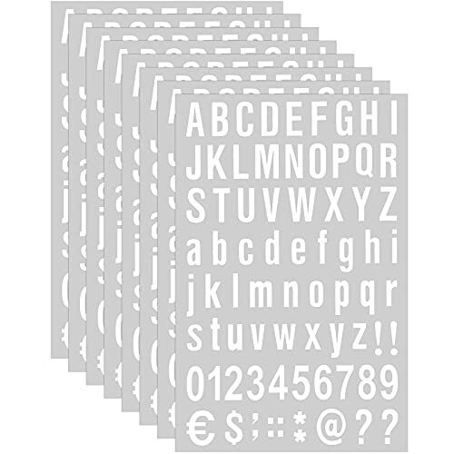 8 Sheets Self Adhesive Vinyl Letters Numbers Kit, Mailbox Numbers 1 Inch White