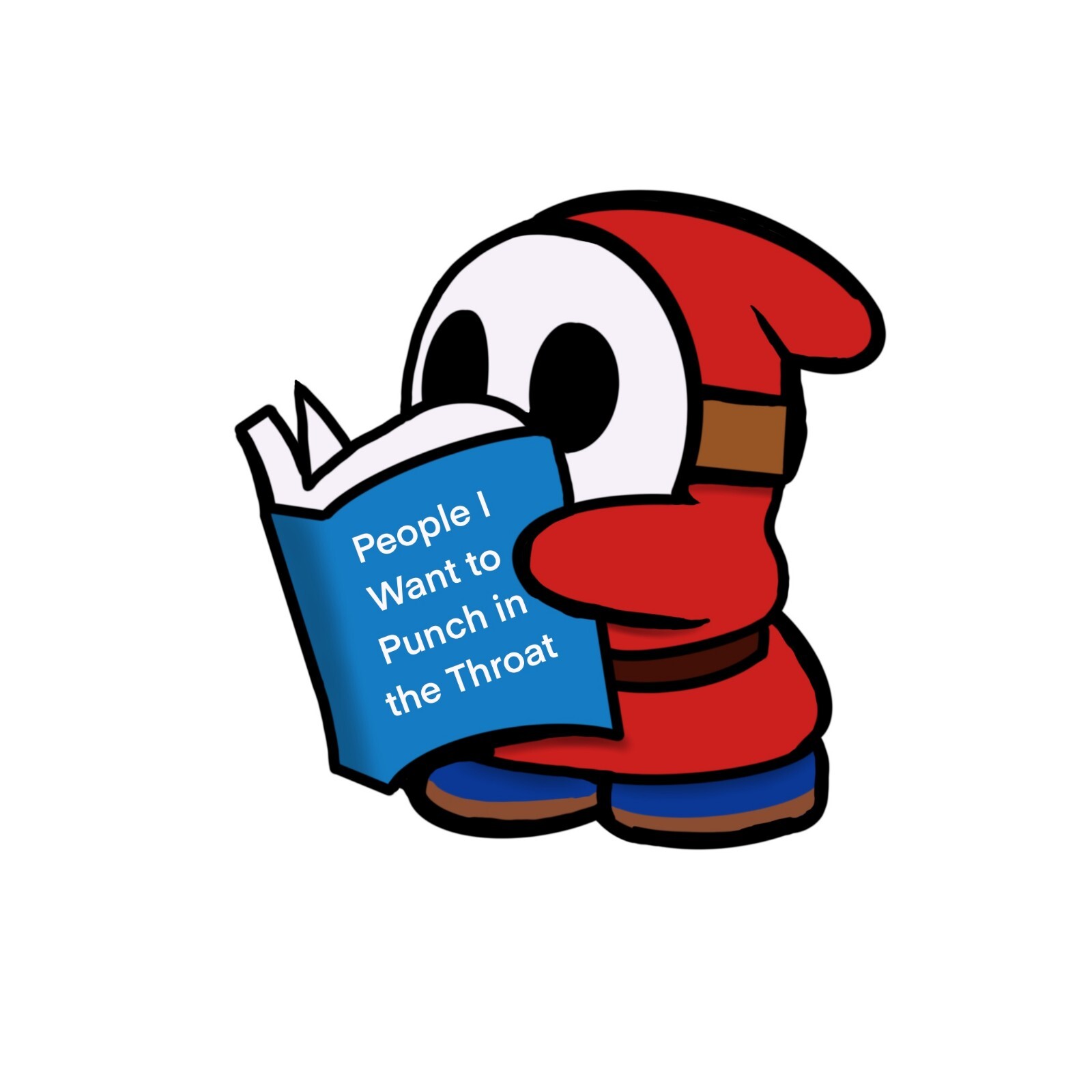 Laminated, Water Resistant, Shy Guy Reading A Book Sticker