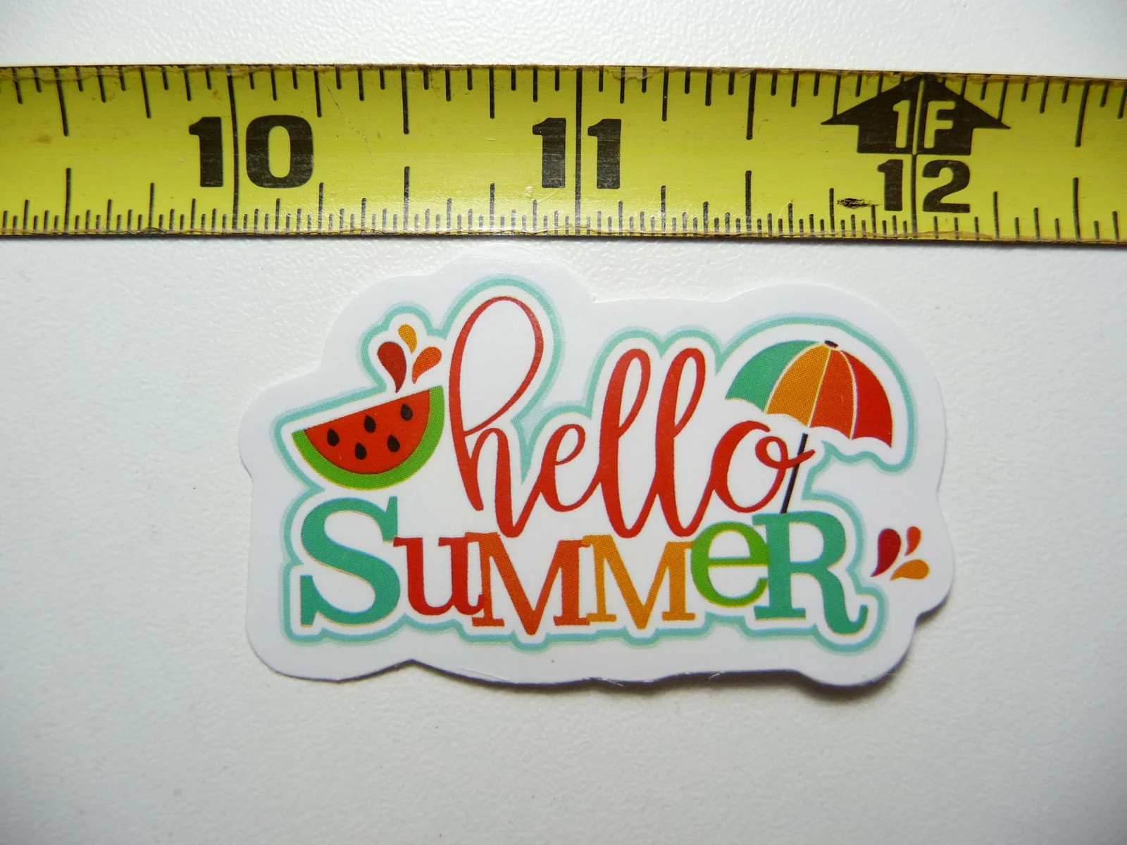 HELLO SUMMER WATERMELON UMBRELLA SMALL STICKER DECAL TROPIC SCENE VACATION TRIP