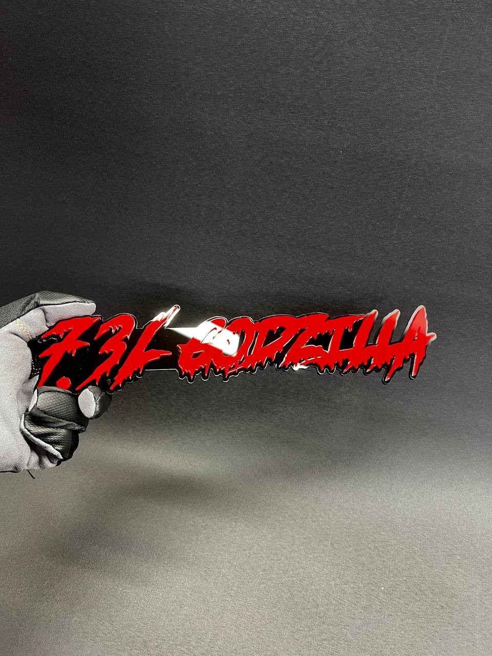 1X 7.3L Drip Godzilla Custom 3D Text Car Badge Fender Emblem Tailgate Toolbox 3D
