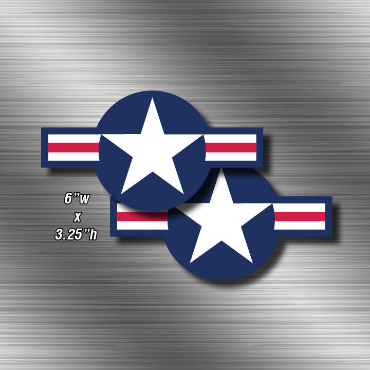 2x USAF 6" wide Aircraft Air Force Stickers Military Vinyl Star Decal Sticker