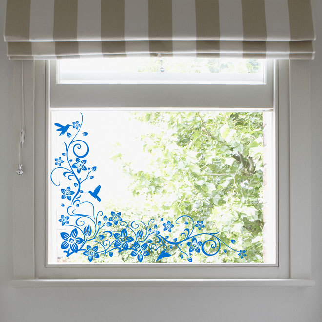 Vinyl Wall Art Sticker Decals for Home Decor Vine Flower Branc with Hummingbirds