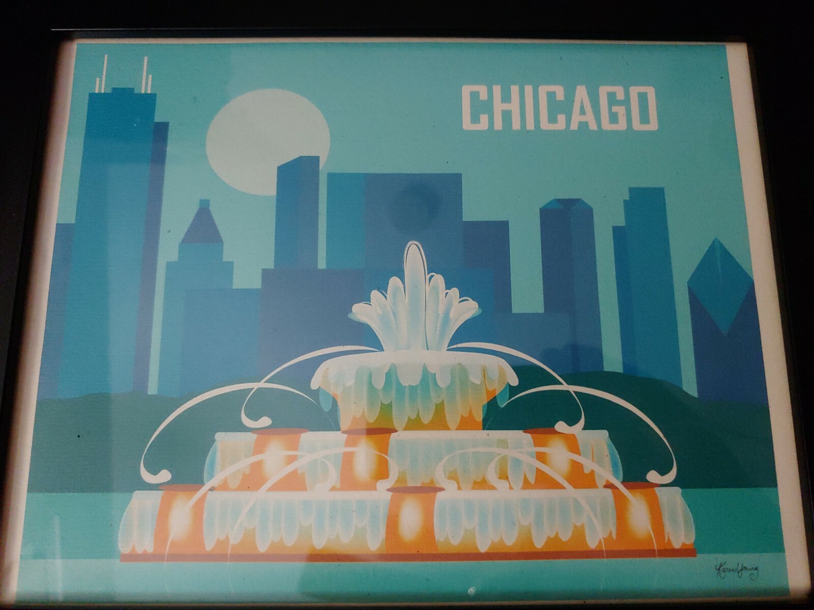 Karen Young Digital Artwork City Skyline Chicago – Framed 13"x10.5"