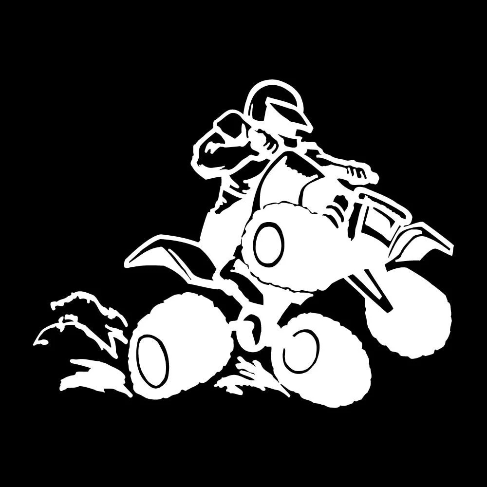 Quad Racer ATV 4 Four Wheeler Decal Sticker White Die Cut Vinyl