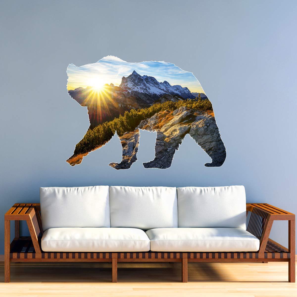 Grizzly Bear Wall Art Decal – Peel and Stick Animal Natural Wall Sticker VWAQ –