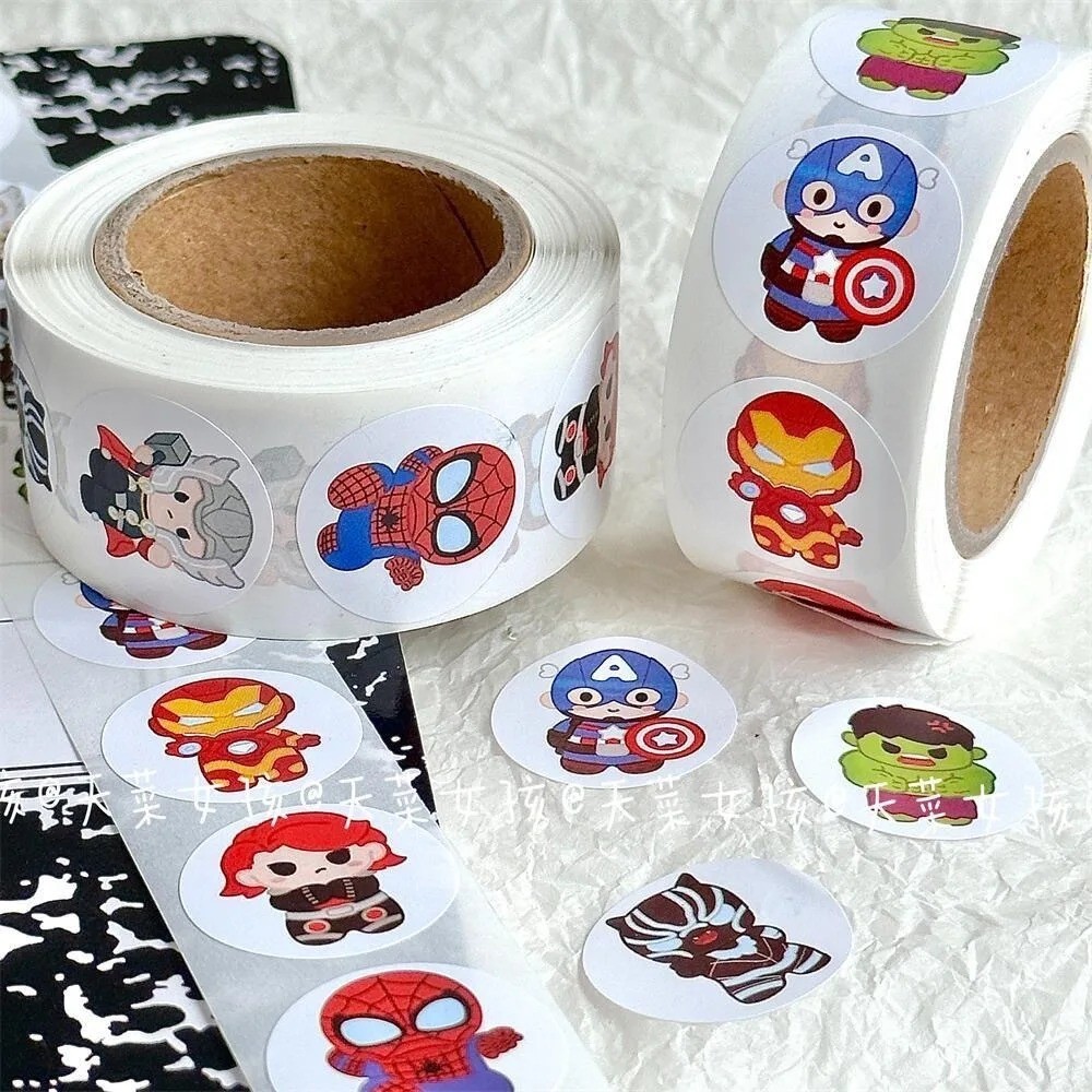 “500pcs Avengers Roll Stickers | Hulk & Iron Man Circular Kids Stickers”