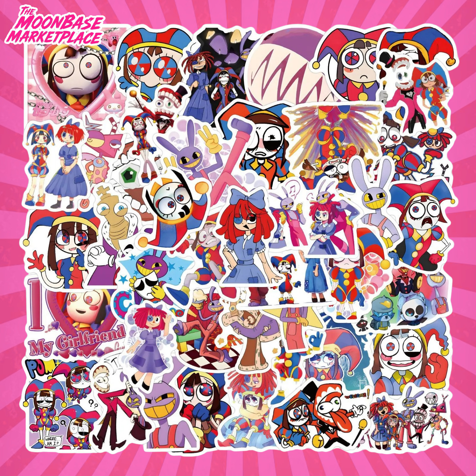 TADC Plush Bundle Gummigoo Caine + 150pc Sticker set Amazing Digital Circus