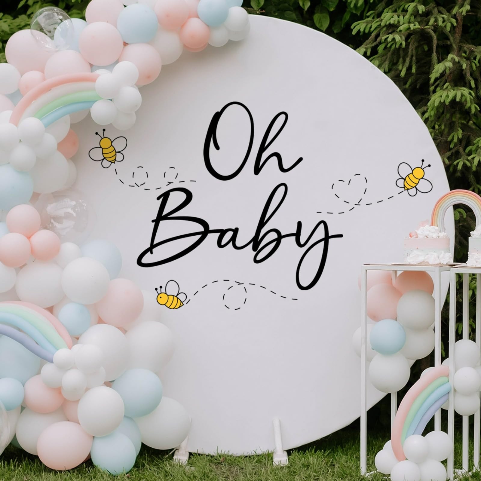 Oh Baby Letters Bees Decal Sign for Backdrop Boy Girl Neutral Gender Reveal D…