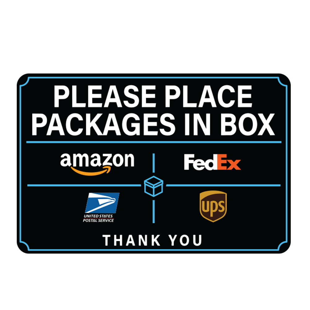 Please Place Packages in Box Sticker Sign – UV Resistant for Amazon UPS FedEx