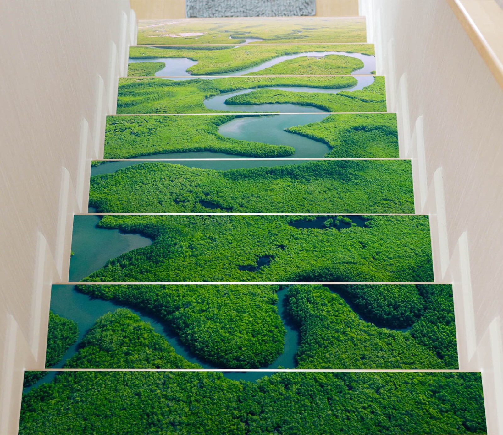 3D Green Landscape W83 Stairs Risers Decoration Photo Mural Vinyl Wallpaper Vera