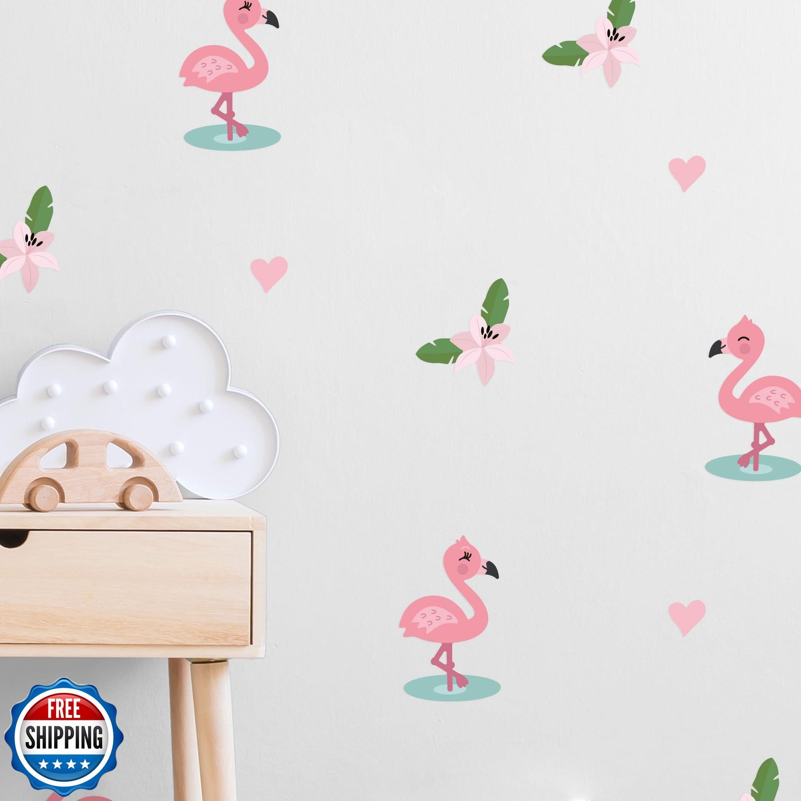 Teddylabels – Flamingo Wall Decals – Easy-to-Apply and Removable Wall Sticker