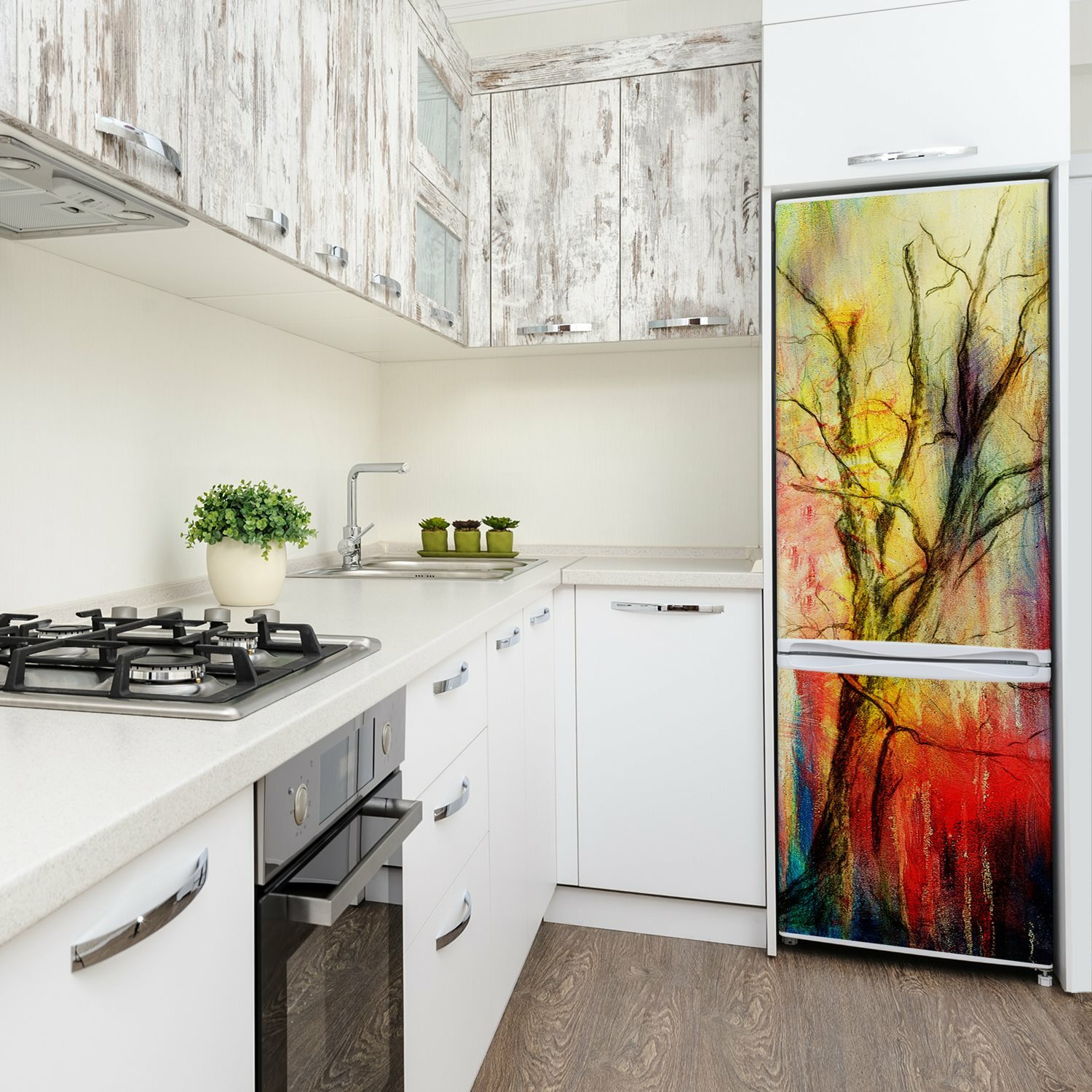 Removable Home Refrigerator Wall Sticker Magnet Decor Modern Abstract tree